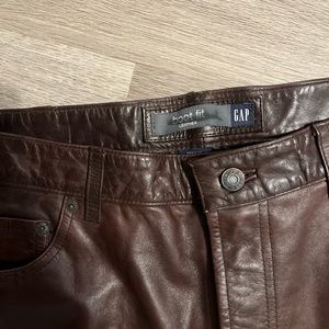 40/30 brown leather gap jeans